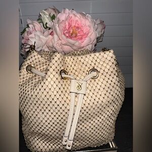 Victoria's Secret Cream and Gold Shoulder Bag